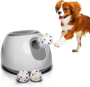 White Automatic Dog Ball Launcher Machine; Automatic Tennis Ball Thrower for Dogs 10.2 x 8.3 x 10.6; ABS Automatic Ball Launcher for Dogs; Pet Ba